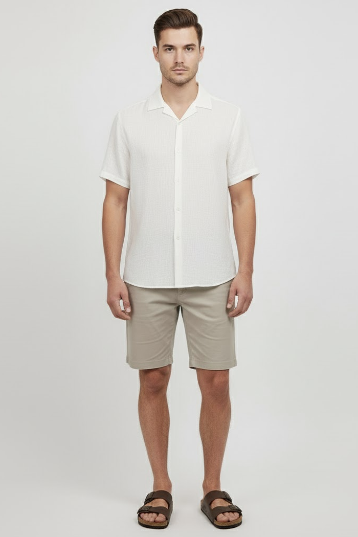 Camisa Manga Curta Fiorinni Playa Off White